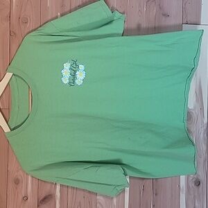 Cherished Girl Cropped T-Shirt, Size XL, Green, Blue, Yellow, White, Daisy